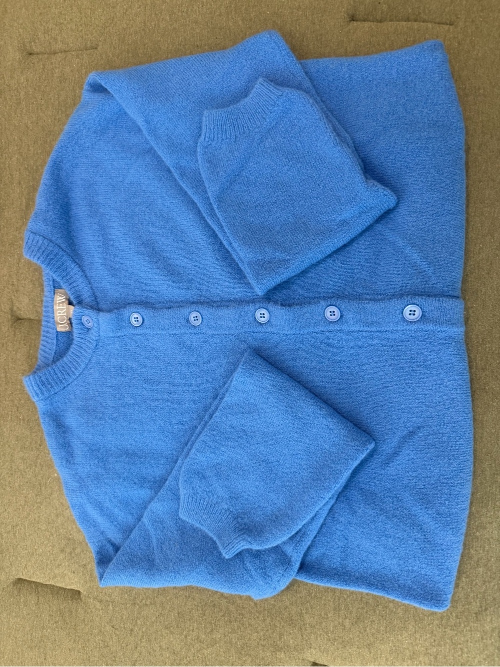 J. Crew Bright Blue Button-Front Wool Cardigan - Picture 2 of 4